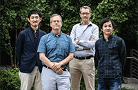 An image of Kentaro Iwasawa, MD, Jim Wells, PhD, Aaron Zorn, PhD, and Takanori Takebe, MD, PhD.